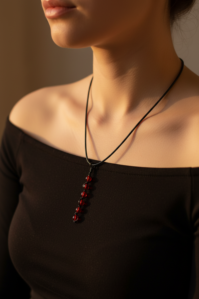 Collier perles rouges fait main