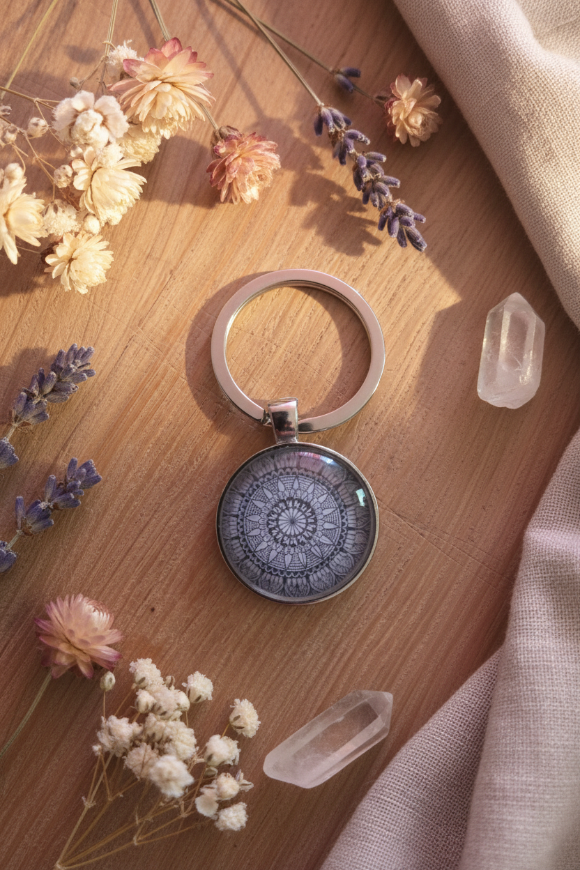 Mise en scène porte-clés mandala